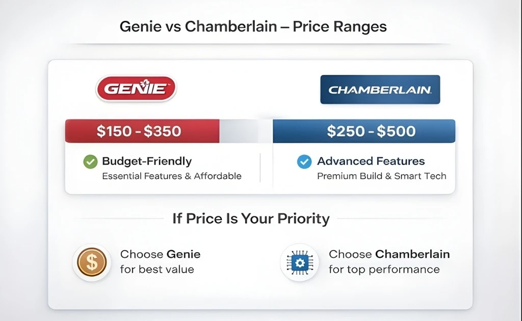Pricing and Value Comparison for Genie Vs Chamberlain Garage Door Openers