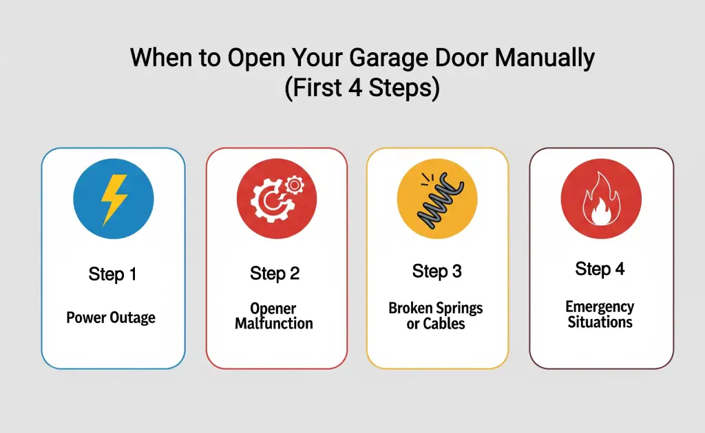Garage door manually open first 4 steps