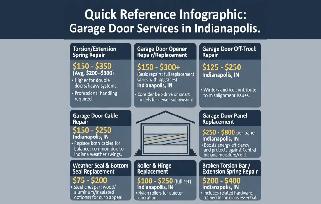 Garage door repair cost in Indianapolis
