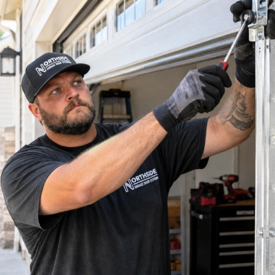 Garage Door Repair in Greenwood, IN - Northside Garage Door Technician Working
